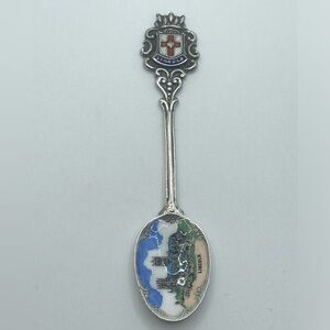 Vtg E.J LTD Sterling & Enamel Lincoln Souvenir Spoon Collectible 4.3”
